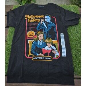 Halloween Safety A Sitters Guide T Shirt Sz Medium Men Black Tee Micheal Myers